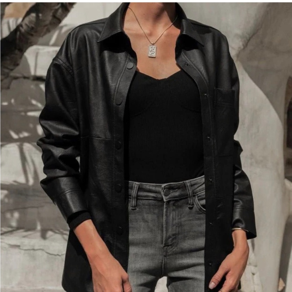 Women’s Faux Leather Shirt Jacket Shacket size XL